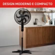 Ventilador de Coluna Arno 140W 40cm 6 Pás 3 Velocidades Preto VE2C 220V
